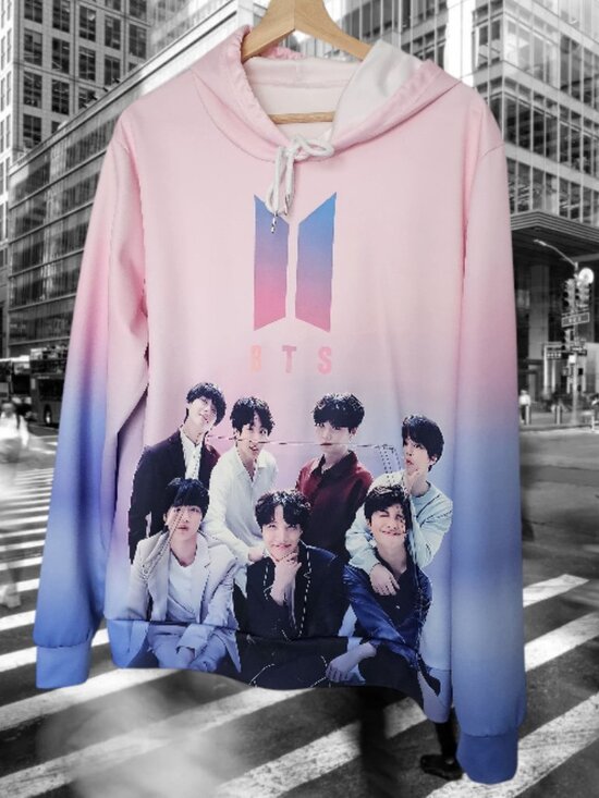 Tops - Gradient Pink to Blue Logo Hoodie